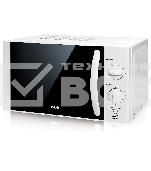 Микроволновая печь BBK 20MWS-713M/W белый, 20 л, 700 Вт, переключатели - поворотный механизм