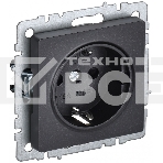 Розетка 1-местная IEK BRITE РС14-1-0-БрЧ (BR-R14-16-K02) с заземлением, с защитными шторками, 16А, черный, фото 1