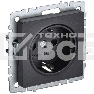 Розетка 1-местная IEK BRITE РС14-1-0-БрЧ (BR-R14-16-K02) с заземлением, с защитными шторками, 16А, черный
