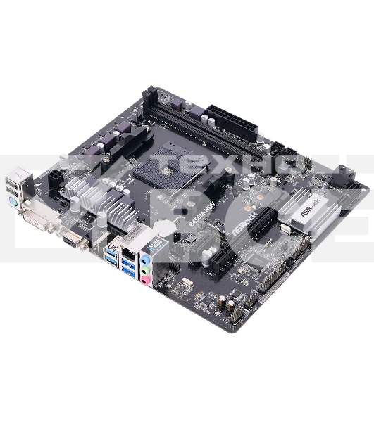 Материнская плата ASRock B450M-HDV R4.0, AM4, AMD B450, 2xDDR4, 4xSATA, 1xM.2, 1xPCIe 3.0 x16, 1xDVI-D, 1xHDMI, 1xVGA, 1x 1Gb LAN, 3x3.5 мм, 7.1, mATX