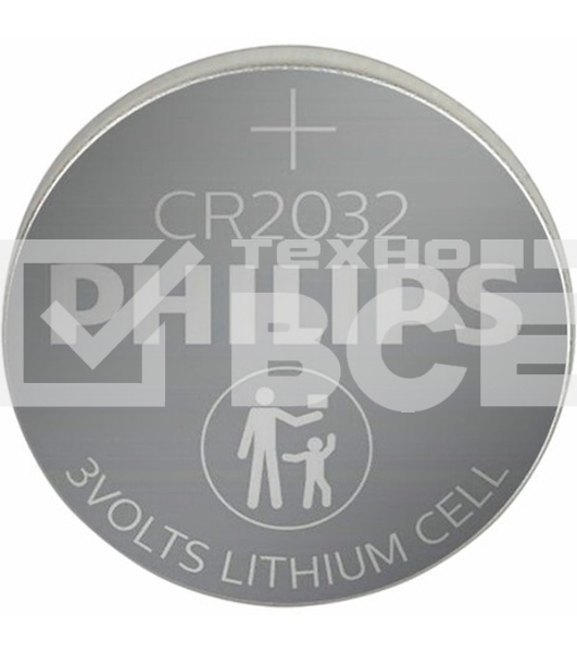 Элемент питания литиевый CR2032 (блист. 2шт) Philips Б0062716
