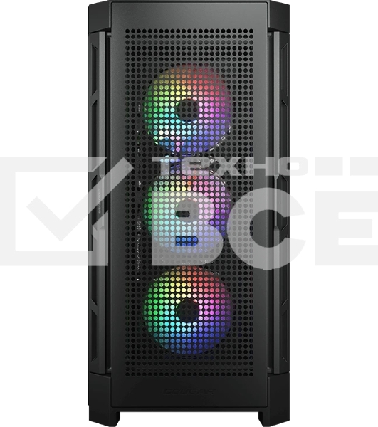 Компьютерный корпус Cougar Airface Pro RGb Black 4x120MM ARGb FAN, ARGb FAN HUB, БЕЗ БП, черный, E-ATX