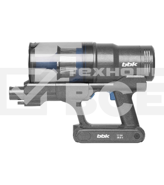 Пылесос вертикальный BBK BV3005 серый/синий, питание от аккумулятора, 160 Вт, уборка сухая, пылесборник 0.6 л