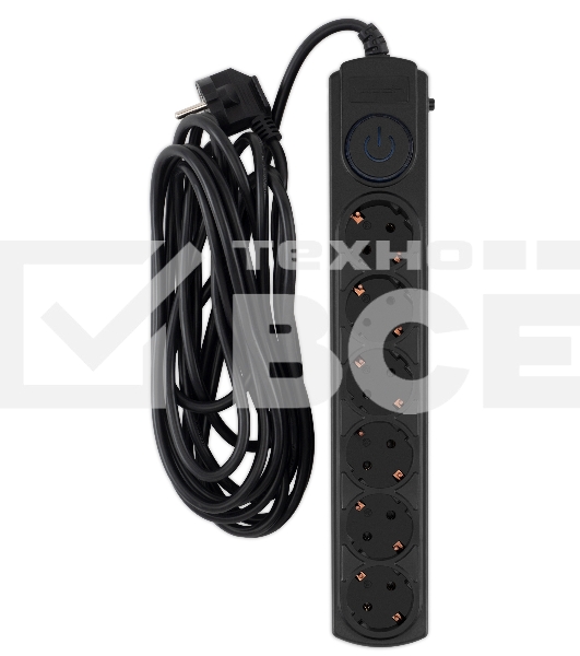 Сетевой фильтр Ippon BK-6-EU-5-10-B 5м (6 розеток) черный (коробка)