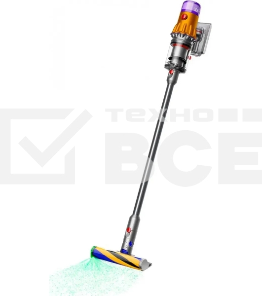 Пылесос вертикальный Dyson SV46 V12 Detect Slim Absolute серебристый/желтый, питание от аккумулятора, 150 Вт, уборка сухая, пылесборник 0.35 л, работа от АКБ max 60 мин.