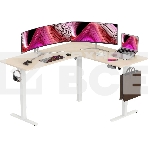 Стол для компьютера Cactus угловой подъемный столешница МДФ, белый дуб каркас белый 140x72x60 см (CS-EDXL-WWD), фото18