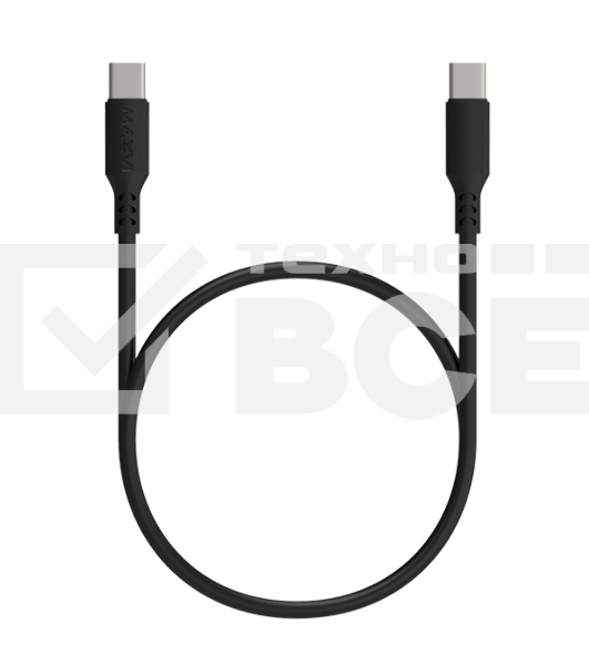 Кабель Maxvi MC-A20 black Type-C - Type-C, 2A ток макс. нагрузки 2А, макс. напряжение 5V, длина кабеля 1м, материал PVC, черный
