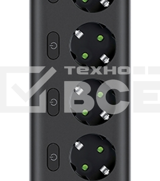 Сетевой фильтр QUMO Power Bar Light SPFSU2 (P-0009), 5 розеток, 2500 Вт, 10A, каб.3м 3*1 мм медь, 4U+2C (2,4A),Bl