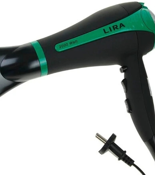 Фен LIRA LR 0702 черный/зеленый, 2000 Вт