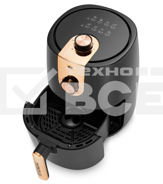 Аэрогриль Hyundai HYF-2057 1000Вт черный/золотистый