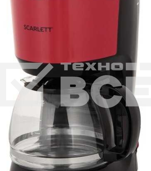 Кофеварка капельная Scarlett SC-CM33013 красный/черный, исп. кофе - молотый, 1.25 л, 750 Вт.