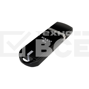 Флеш диск Maxvi P3 8GB USB 2.0 black, монолит с колпачком, ABS пластик