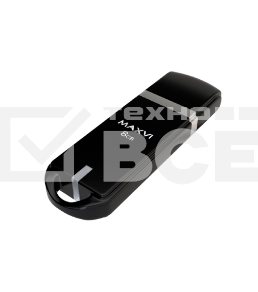 Флеш диск Maxvi P3 8GB USB 2.0 black, монолит с колпачком, ABS пластик