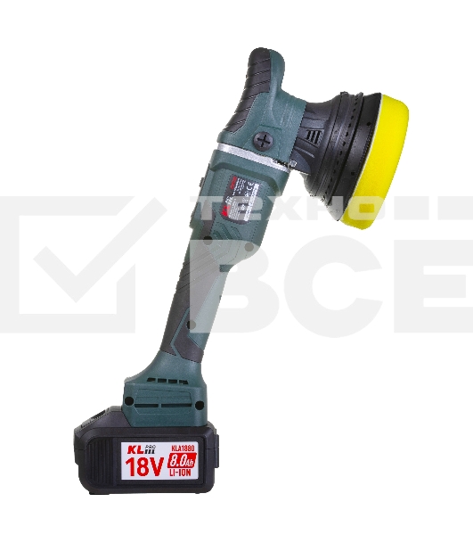 Профессиональная бесщеточная полировальная машина аккумуляторная KLPRO KLPS18B-80 (18В, Li-ion-2шт, 8.0А·ч, 125мм, М14, 2000-4800 об/мин З/У,сумка)