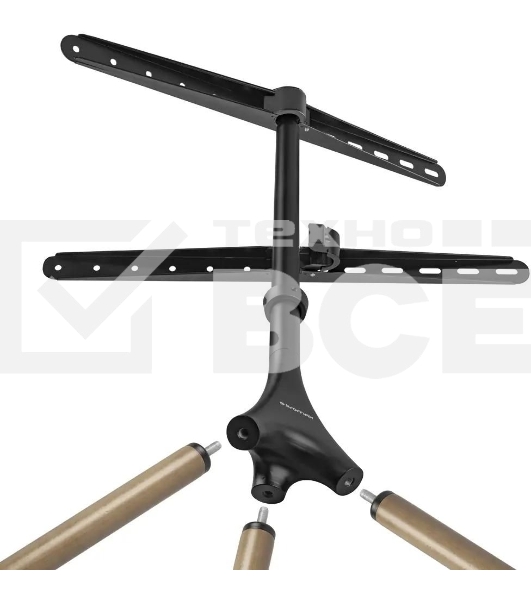 Кронштейн Kromax OMEGA-11 черный/деревянный, 3 шт/уп, Стойка-тренога, для 1 TV 32'-70', max вес 35 кг, пов. ±180°, высота 1385 мм, max VESA 600x400 мм