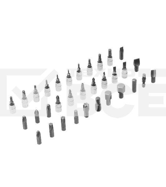 Набор инструментов Denzel 1/2', 1/4', CrV, S2, пластиковый кейс, 94 предмета