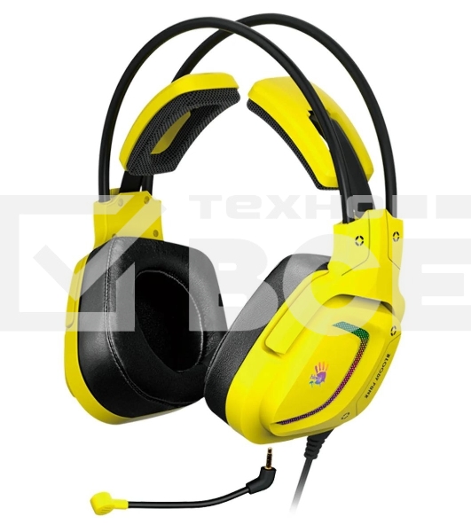Гарнитура проводная с микрофоном A4Tech Bloody G575 Punk желтый/черный 2м мониторные USB оголовье (G575 PUNK)