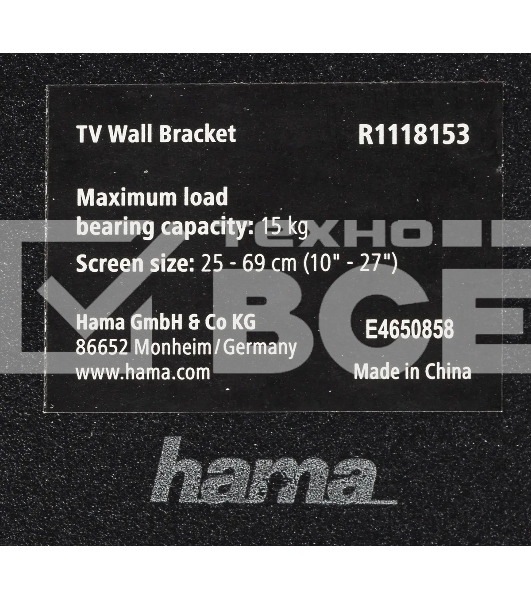 Кронштейн для телевизора Hama R1 118153 черный, 10'-27' макс. 15 кг, настенный, поворотно-выдвижной и наклонный