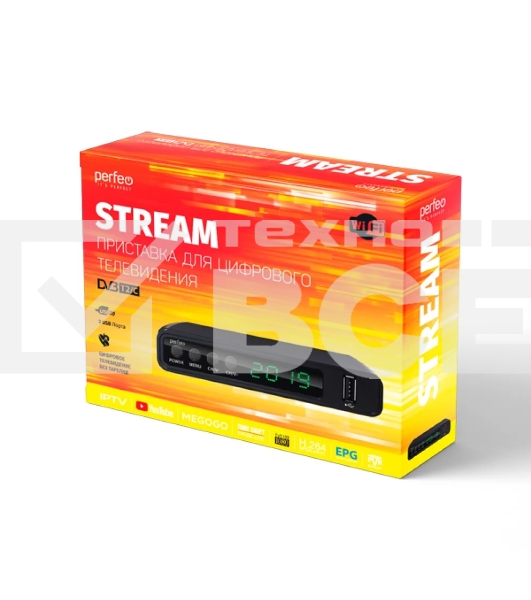 Приставка для цифрового ТВ Perfeo STREAM черный, DVB-T2, DVB-T, DVB-C, HDMI, USB 2.0 х2
