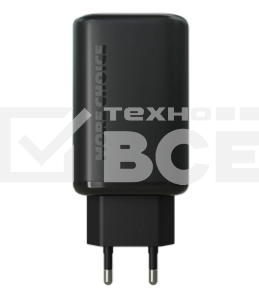 Сетевое зарядное устройство MORE CHOICE (4610196409646) NC79 1USB+2Type-C 3.0A PD 65W быстрая зарядка черный