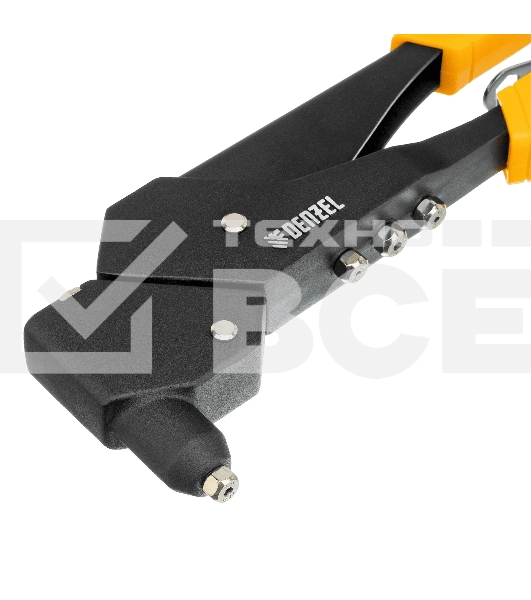 Заклепочник ручной Denzel 285 мм, поворотный, 0-360, заклепки 2,4-3,2-4,0-4,8 мм