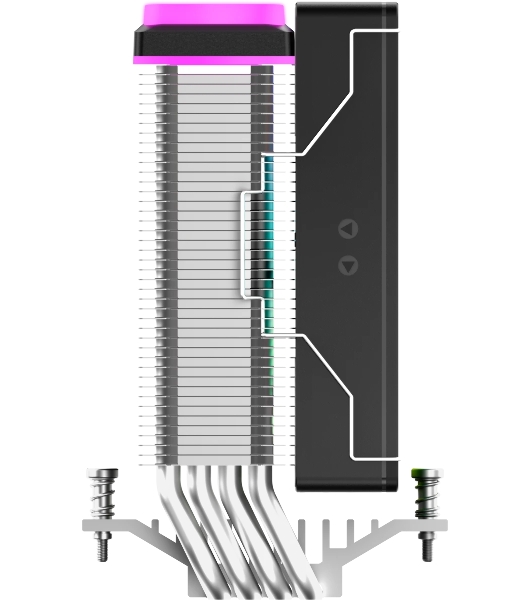 Кулер для процессора Ocypus Delta A40 SE BK ARGB, 120мм ARGB FAN, Top ARGB Panel, 4 HEAT PIPES, 4-PIN PWM, 800-1800 RPM, 31DBA, HYDRO BEARING, LGA115X/1200/1700/18XX, AM4/AM5