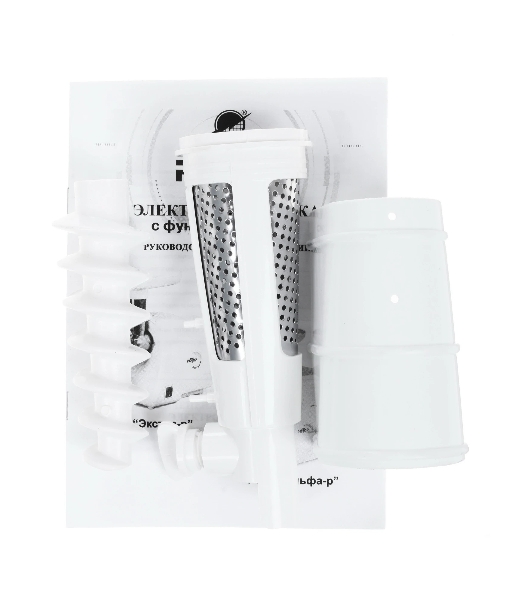 Мясорубка электрическая Ротор Альфа ЭМШ 35/250-2 белый, 1500 Вт, 0.6 кг/мин, защита от перегрузки, насадки - 4