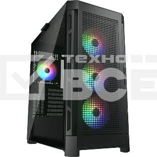 Компьютерный корпус Cougar Airface Pro RGb Black 4x120MM ARGb FAN, ARGb FAN HUB, БЕЗ БП, черный, E-ATX
