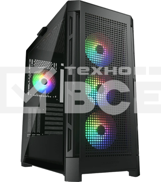 Компьютерный корпус Cougar Airface Pro RGb Black 4x120MM ARGb FAN, ARGb FAN HUB, БЕЗ БП, черный, E-ATX