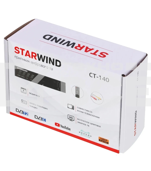Ресивер DVB-T2 Starwind CT-140 черный
