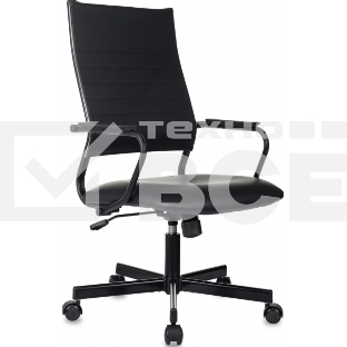 Кресло руководителя Бюрократ CH BALANCE черный, экокожа, крестов. металл черный