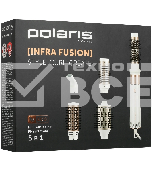 Фен-щетка Polaris PHSB-1214Mi белый/розовое золото