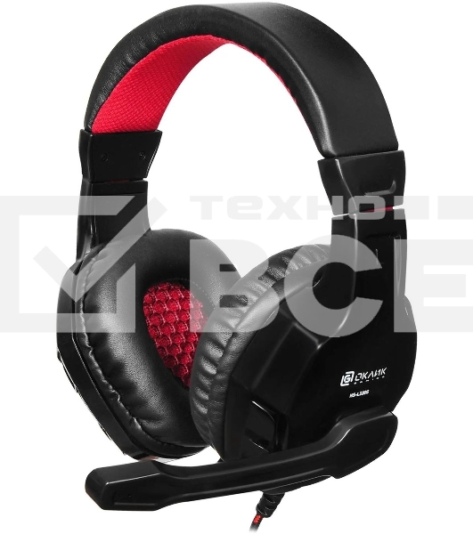 Гарнитура проводная с микрофоном Oklick Phoenix HS-L320G черный/красный 1.9м мониторы оголовье (NO-3000)