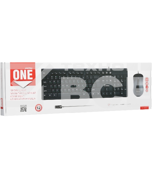 Комплект клавиатура+мышь Smartbuy ONE SBC-114282-K проводной, USB, 2400 DPI, чёрный