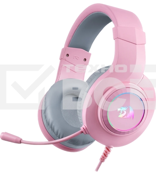 Гарнитура Redragon Hylas розовый, проводная, USB / 2 x mini jack 3.5 мм, подсветка