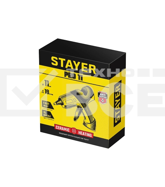 Пистолет термоклеевой электрический,  d 11 мм, 18 г/мин STAYER PRO 11