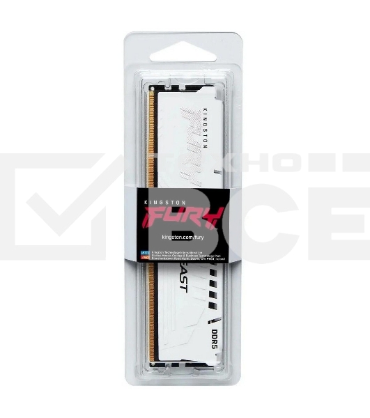 Оперативная память Kingston Fury Beast, DDR5, 16GB (1x16GB), 6000MHz, CL36, с радиатором, белый