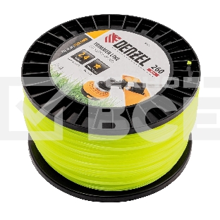 Леска для триммера Denzel звезда, 2,4мм х 260м, на DIN катушке FLEX CORD