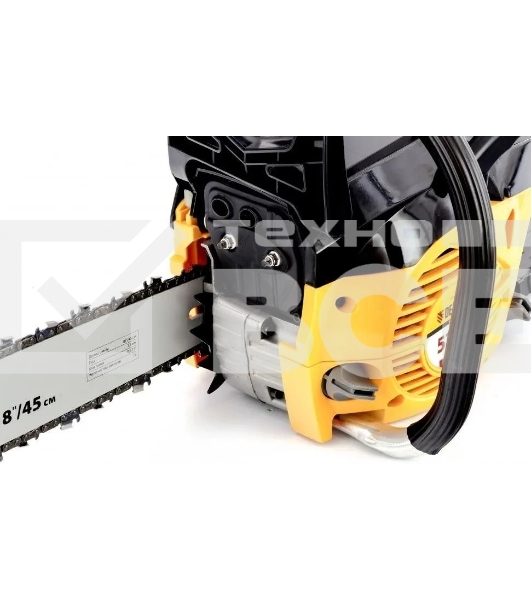 Пила цепная бензиновая Denzel DGS-5218, шина 45 см, 52см3, 3,5 л.с., шаг 0,325, паз 1,5 мм,