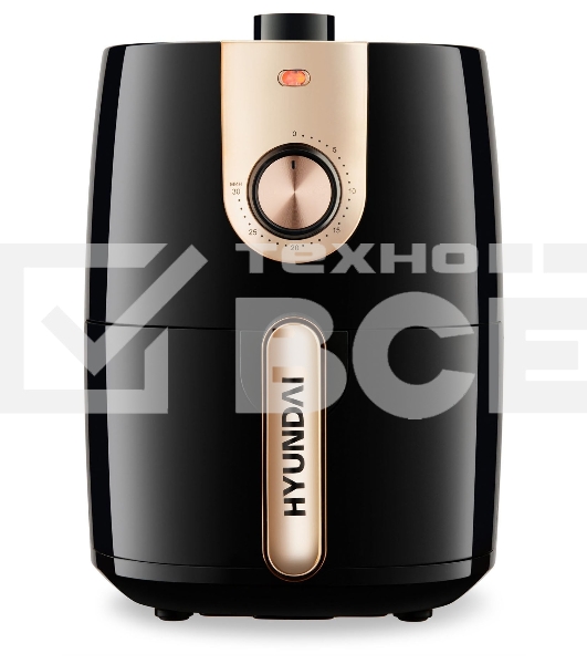 Аэрогриль Hyundai HYF-2057 1000Вт черный/золотистый
