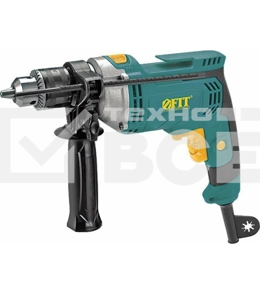 Дрель ударная FIT ID-750 750 Вт, 0-3000 об/мин, КлП 13 мм, 2,4 кг, мет. корп., рез. накл., коробка
