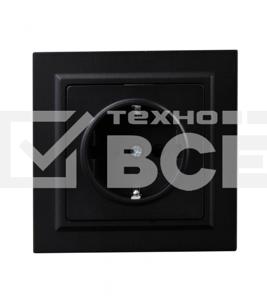 Розетка 1-местная IEK BRITE РСР14-1-0-БрЧ с заземляющим контактом и шторками, в сборе, 16А, черный