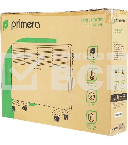 Конвектор Primera PHP-1500-MXB, белый, 1500 Вт, 20 м2, термостат