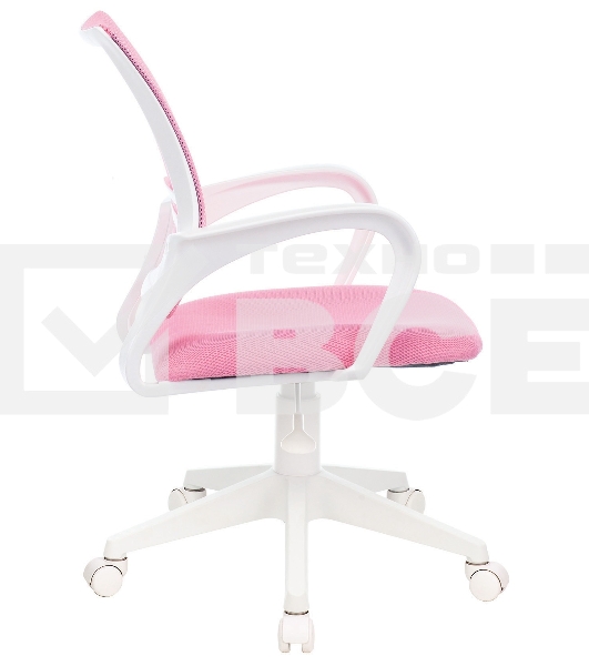 Кресло компьютерное Бюрократ CH-W695NLT TW-06A TW-13A розовый, сетка/ткань, крестовина пластик, пластик белый