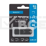 Флеш диск Maxvi P3 64GB USB 2.0 black, монолит с колпачком, ABS пластик, фото3