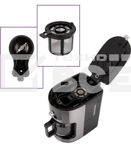 Кофемашина Kitfort КТ-782 1050Вт нержавеющая сталь/черный