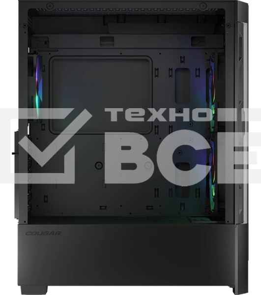 Компьютерный корпус Cougar Airface RGB Black, 2х140мм + 1x120мм ARGB Fan, ARGB Fan Hub, без БП, черный, ATX