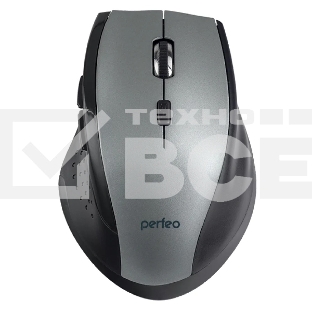 Мышь беспроводная Perfeo DAILY серый металлик, 1600 dpi, радиоканал, USB, кнопки - 6
