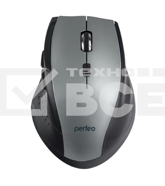 Мышь беспроводная Perfeo DAILY серый металлик, 1600 dpi, радиоканал, USB, кнопки - 6