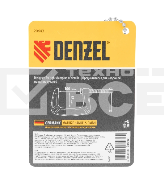 Струбцина Denzel G-образная, усиленная, 100 мм